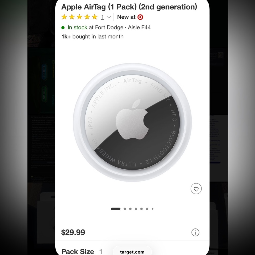 Apple AirTag in White and Silver Finish